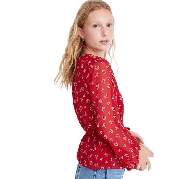 Madewell V-Neck Peplum Top in Little Lilies - Picture 2 of 10
